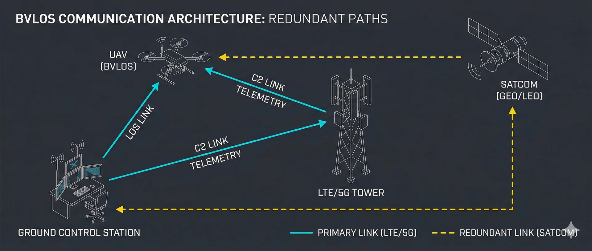 Multi-Path BVLOS Connectivity Architecture Diagram